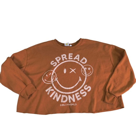 Grayson Threads Tops - SmileyWorld Spread Kindness Graphic Sweatshirt Womens XL Cropped Orange‎